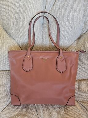 Michael Kors Medium Pink Leather Tote Shoulder Bag Gold Hardware